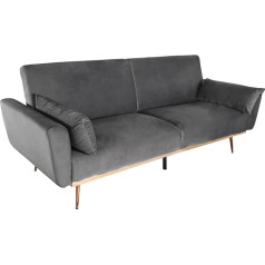 Invicta Interior Bellezza Retro Sofa Bed 208 см Серый бархат 3-местный диван, включая подушки Диван-кровать Диван-кровать