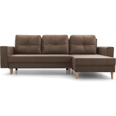 Mb-Moebel Kampinė sofa su miego funkcija ir lovos stalčiumi, tvirtinama kairėje arba dešinėje, svetainės sofa, sofa lova, sofos komplektas, sofa, kampinė sofa, L formos, interjero dizainas, 232 x 137 x 84 cm, Carl, ruda