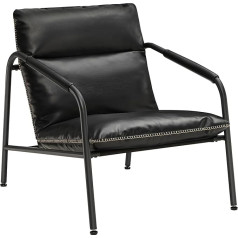 ‎Vasagle VASAGLE EKHO kolekcija - atpūtas krēsls, atzveltnes krēsls ar metāla rāmi, mākslīgā āda, ar šuvēm, moderns viduslaiku stils, piemērots viesistabai, guļamistabai, kabinetam, atpūtas istabai, tintes melns LAC014B01 LAC014B01
