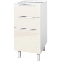 Berlioz Créations Berlioz Creations CT4BI Kitchen Cabinet with 3 Drawers in Ivory High Gloss 40 x 52 x 83 cm 100 Percent Made in France