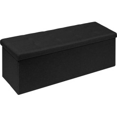 Bonlife 110cm Extra Large Ottoman Storage Box with Lid, Black Foldable Toy Chest Bedroom, End of Bed, Storage Bench, Footstool for Living Room