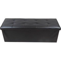 Ablovo Sulankstoma taburetė su saugykla Kojinė sėdynė Kubelio laikymo dėžė Talpina iki 300 kg 110 x 38 x 38 cm dirbtinė oda (juoda)