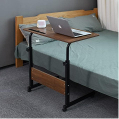 Emall Life Reguliuojamas sofos / lovos staliukas, nešiojamas stalas su ratukais, staliukas virš lovos, nešiojamojo kompiuterio vežimėlis su laikikliu (ąžuolas, 80 x 40 cm)