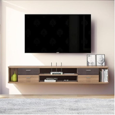 Pmnianhua Floating TV Unit, Wall Mounted Floating TV Stand, Media Console, Entertainment, Gaming, Large Storage Shelf with 4 Drawers, Home Office Furniture (121cm)