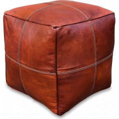 See The Good Modern Square Leather Pouf - Handmade - Supplied Filled - Ottoman Bean Bag Footstool (Honey Brown)