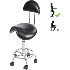 Redcamp Ergonomisks sēdekļa krēsls ar atzveltni, ergonomisks sēdekļa krēsls ar riteņiem SPA, saloniem, masāžām un kosmētiķiem, regulējams hidrauliskais sēdeklis, melns