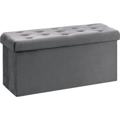 Bonlife Seat Chest Storage Box with Lid, Fabric Storage Space, Folding Footstool, Velvet Cloth