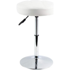 Furwoo Stool Swivel Chair Round Table and Stool without Backrest Thickened Grid Cushion Home Bar Hairdressing Salon (White)