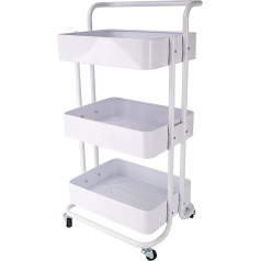 Echtwerk Mobile Serving Trolley for Kitchen/Bathroom/Office with 3 Levels, Kitchen Trolley with Drawers, Tool Trolley, Craft Trolley, Utility Trolley with Push Handle, White Edition, 43 x 32 x 86 cm