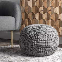 Nuloom Berlin Casual Knitted Stool with Filling 14 x 20 x 20 Inches Grey