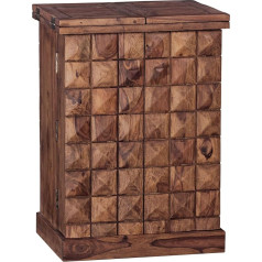 Finebuy Möbel Zum Wohlfühlen FineBuy Liquor Cabinet, Solid Wood, Wine Bar, Foldout Display Case, 130 cm, Country House Style, Drinks Cabinet, Storage for Bottles and Glasses