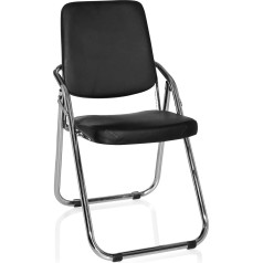 Hjh Office 706300 Sulankstoma konferencijų kėdė ESTO dirbtinės odos lankytojų kėdė ergonomiška, universali, sulankstoma kėdė, juoda