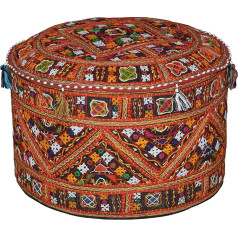 Rajasthali Indijas Vintage Osmaņu izšūšanas un Patchwork izšūšanas izrotāts kāju krēsls grīdas spilvens, 58 x 33 cm