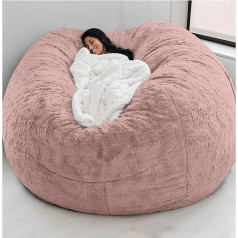 Hoowarm Bean Bag Cover bez uzpildes ārā milzu milzu pūkains kažokādas Bean Bag Cover Xxl apaļas bērnu mīksto mākslīgās kažokādas Bean Bag slinks dīvāns gultas Cover mazgājams dzīvojamās istabas mēbeles ( krāsa : R , izmērs : 180X90