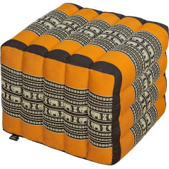 Handelsturm Tailando pagalvėlių kubas/kubas, 40 x 45 x 50 cm Pozicinė pagalvėlė, pakojis, pozicinė pagalvėlė, minkšta taburetė (Drambliai oranžinė)