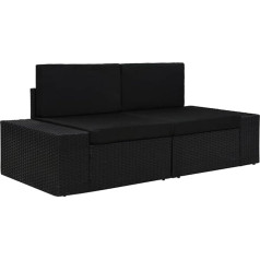 Guyana Модульный 2-местный диван Poly Rattan Black Sofa Bed Permanent Sleeper