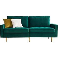 Drsm XYEJL Sofa 2 sėdimos vietos, elastinga sofa, pakreipiama sofa, aksominė, minkšta sofa su porankiais, modernaus dizaino, skirta mažam butui, svečių kambariui, miegamajam, paauglių kambariui, smaragdinė