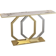 Ahrita Sānu galdi Īpaši garš dīvāna galds Zelta konsoles galds Rock Slab Desktop ar dzelzs rāmja dalītāju ieejas galds 31,4 collas