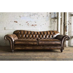 Jvmoebel Chesterfield Leather Sofa Couch Set 3-Seater