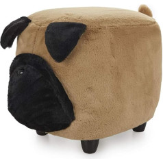 Balvi Stool Le Carlin Brown Colour Dog Shaped Footrests Softwood Legs Wood/Polyester 42 x 36 x 44 cm
