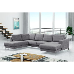 Kuechen-Preisbombe Silvio XXL II Modern Sofa Couch Corner Sofa Living Landscape Light Grey