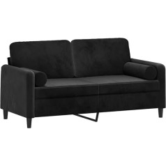 Vidaxl 2 vietų sofa, sofa su dekoratyvine pagalvėle, sofa su atlošu svetainei, minkšta sofa, fotelis, relaksacinė sofa, poilsio sofa, poilsio sofa, relaksacinė sofa, juodas aksomas