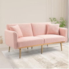 Teddy Fabric Sofa with Metal Feet - Modern and Cuddly Two Seater Sofa for Your Home