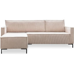 Miuform Lincoln Reversible Corner Sofa | Lincoln | Living Cargo Couch | Metal Feet Cord (Beige)