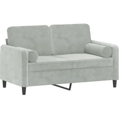 Vidaxl 2-Seater Sofa, Couch with Decorative Cushions, Recliner Sofa for Living Room, Upholstered Sofa, Armchair, Relaxing Sofa, Lounge Sofa, Relaxing Couch, Light Grey Velvet