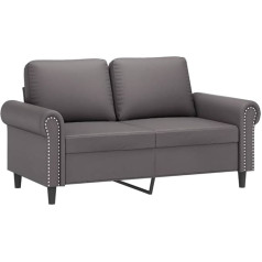 ‎Vidaxl vidaXL Sofa 2-Seater, Lounge Sofa Couch with Armrests Back Cushion, Living Room Sofa Design Sofa with Metal Frame, Seating Furniture Two Seater, Grey Faux Leather