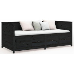 Tidyard Day Bed Sofa Bed Guest Bed Sofa Bed Couch Bed Sofa Couch Bed Frame Sofa Bed Wooden Bed Chair Sofa Bed 197.5 x 82 x 80 cm (L x W x H) with Drawers, Black