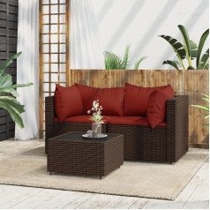 Whopbxgad Living Room Furniture Sets,Couch Sets for Living Room, Sofa Bed, 3-Piece Garden Lounge Set with Cushions, Brown Poly Rattan Modular Sofa, Modular Sofa, Outdoor Patio Furniture