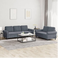 Gecheer 2-TLG. Sofagarnitur mit Kissen Sessel Couch mit Kissen Sofa Wohnzimmersofa Couchgarnitur Designsofa Sitzmöbel Polstermöbel Dunkelgrau SamtType 1