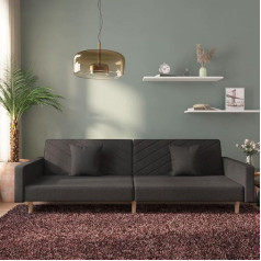 Lapooh Schlafsofa 2-Sitzer mit 2 Kissen Schwarz Stoff, Loungesofa, Sofas & Couches, Relaxsofa, Couch für Wohnzimmer, Couch Mit Schlaffunktion - 375901