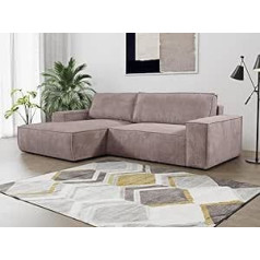 Vente-Unique - Amelia Corner Sofa with Sleep Function - Left Corner - Cord - Light Purple - Pascal Morabito