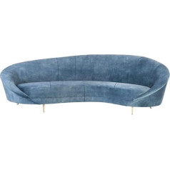 Casa Padrino Prabangi aksominė sofa Blue/Brass 230 x 133 x H. 83 cm - išlenkta svetainės sofa su elegantišku aksominiu audiniu - svetainės baldai - viešbučio baldai - prabangūs baldai