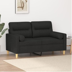 Cozynest 2 vietų sofa su dekoratyvinėmis pagalvėlėmis, juoda 120 cm, minkšta sofa, minkštas minkštasuolis, fotelis, poilsio sofa, poilsio sofa, poilsio sofa, poilsio sofa, poilsio sofa