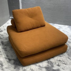 Convertible Folding Sofa Bed - Sleeping Chair with Cushion, Modern Corduroy Base and Futon Couch, Foldable Mattress for Living Room/Dormitory/Guest Use/Home Office/Ap Orange