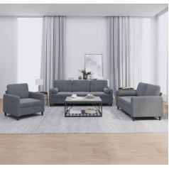 Gecheer 3-Piece Sofa Set with Cushion Sofa Bed Couch Upholstered Sofa Couch Set Lounge Sofa Couch Sofa Guest Sofa Upholstery Set Sofa Set Living Room Sofa Seating Furniture Dark Grey Velvet