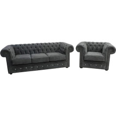 Jvmoebel Chesterfield Couch Upholstered Sofas Classic Sofa Set 3 + 1 Seater - 407