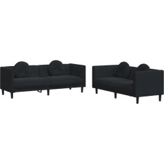 vidaXL Sofagarnitur 2-TLG., Couch Sofa für Wohnzimmer, Loungesofa Polstersofa mit Kissen, Couchgarnitur Sitzmöbel, Modern, Schwarz Samt