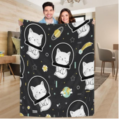 Ririx Cosmic Cat Überwurfdecke Weltraum-Galaxie-Universum, Decke, für Bett, Couch, Sofa, Stuhl, Camping und Reisen, leichte Decke, groß (203 x 152 cm)