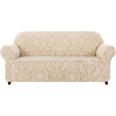 ‎Subrtex subrtex 1 gab. damaskas dīvāna pārvalks Žakarda dīvāna pārvalks, ļoti elastīgs, elastīgs, stiepjošs mēbeļu aizsargs (Loveseat, bēšs)