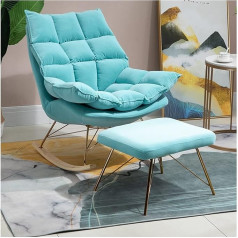 Hasmi Small Sofa Lazy Sofa Single Sofa Rocking Chair Leisure Balcony Deck Chair Small Apartment Living Room Bedroom Small Back Chair Single Sofa (Color : Blauw, Size : Sofa Chair+Footrest)