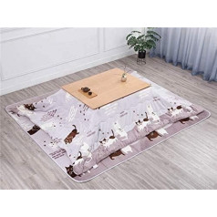 Wbjlg Kotatsu galds ar sildīšanu un segu 4 Kotatsu komplekts 1 galds 2 Futon 1 sildītājs Ziemeļu dizains Ozolkoka koks Japāņu dzīvojamā istaba Neregulārais apsildāms tatami galds Dabīgais komplekts