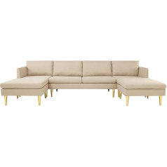 Athuah Origin of Convertible Polyester Fiber Modular Sofa Living Room Furniture Beige Sofa Width Fabric Style Filler