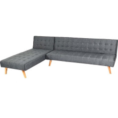 Mendler HWC-K38 Kampinė sofa, išskleidžiama sofa, gulimas paviršius kairėn/dešinėn, audinys/tekstilė, medžio masyvas, MVG sertifikuota, 256 cm, tamsiai pilka