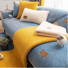 Gumatea vienkrāsains dīvāns 1 2 3 4 sēdvietas, L formas neslīdoša dīvāna aizsarglīdzeklis Ultra Soft Velvet dīvāns Throws Dīvāns Cover Dīvāna stūra dīvāns mājdzīvniekiem Suņu dīvāns Cover (krāsa: zila, izmērs: 70x150cm)