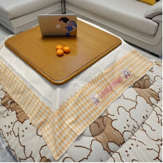 Kotatsu japāņu stila siltuma galds Kotatsu apkures galds dzīvojamā istabā Kotatsu komplektā ietilpst karikatūra segas grīdas paklājs galda apsildes galdauts (krāsa: brūna, S: 80 * 120 * 41cm)