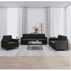 CIADAZ 3-TLG. Sofagarnitur Schwarz Samt, Loungesofa, Sofas & Couches, Relaxsofa, Couch für Wohnzimmer, Couch Mit Schlaffunktion - 3201939